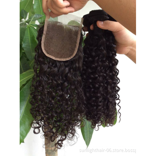 Sunlight free Part Human Water Wave And 10a Mink Hd Frontal Virgin Hair Bundles With Lace Closure